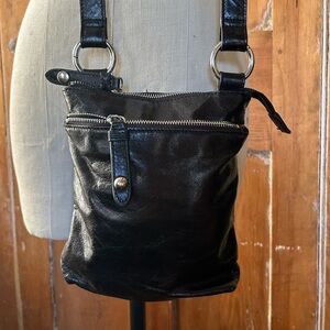 HOBO Black Crossbody Bag with Glossy Finish